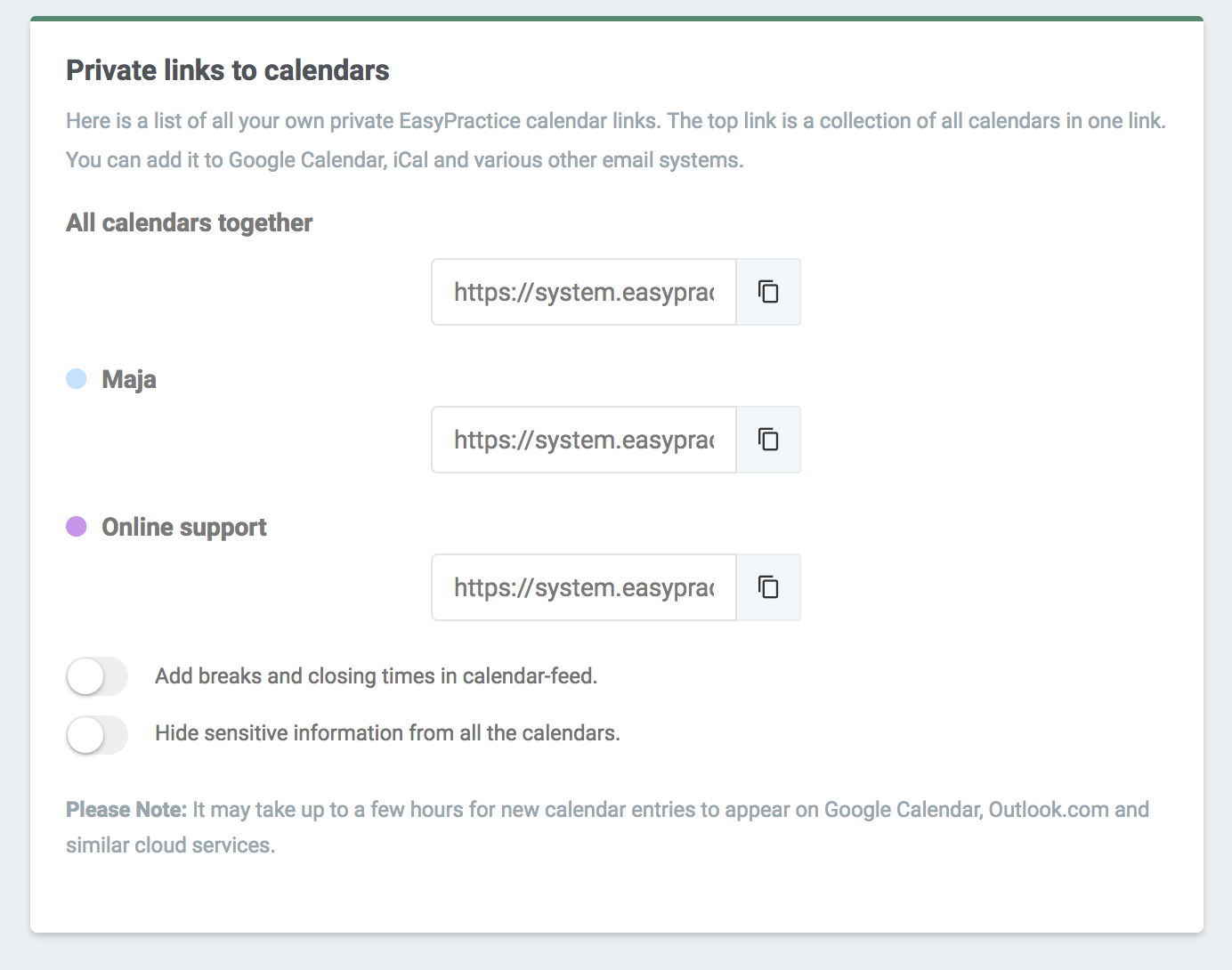 Option to Sync your calendar with Google Calendar
